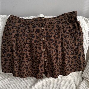 SHEIN Leopard Print Button-Front Mini Skirt